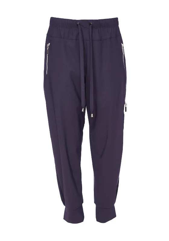 Drawstring linen pants for women in a casual and breathable styleNaya Cuff Side Zip Casual Trouser, Navy Drawstring linen pants for women in a casual and breathable styleNaya Cuff Side Zip Casual Trouser, Navy