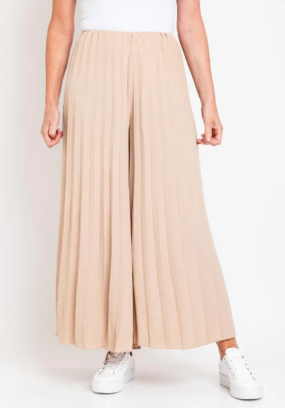 Metallic wide leg pants for women in a shiny and glamorous styleSerafina Collection One Size Pleat Trousers, Beige