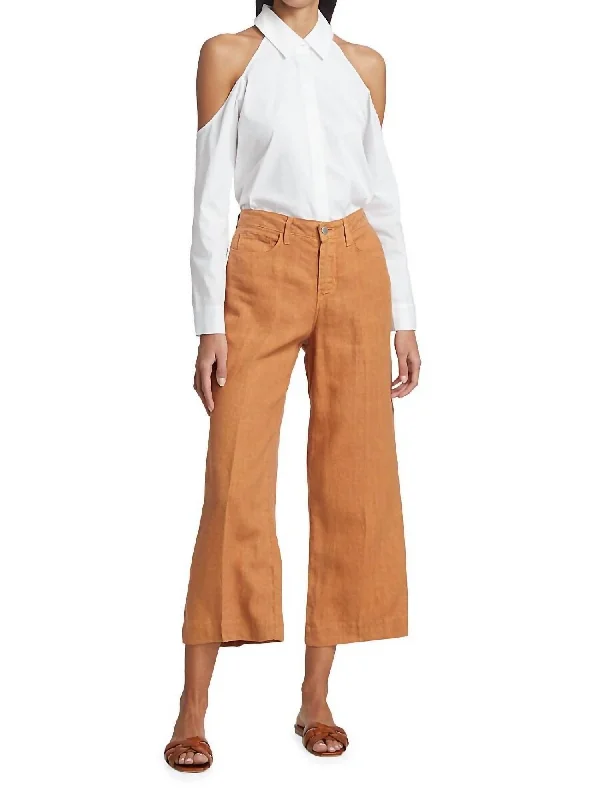 Paisley patterned wide leg jeans for women in an elegant and unique styleDanica High Rise Wide Leg Trouser In Ginger