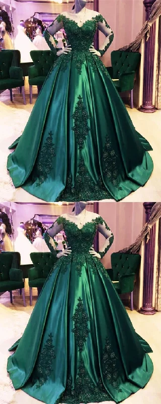 Strapless ball gown wedding dressDark green ball gown,emerald green prom dress,ball gown wedding dress     cg21985