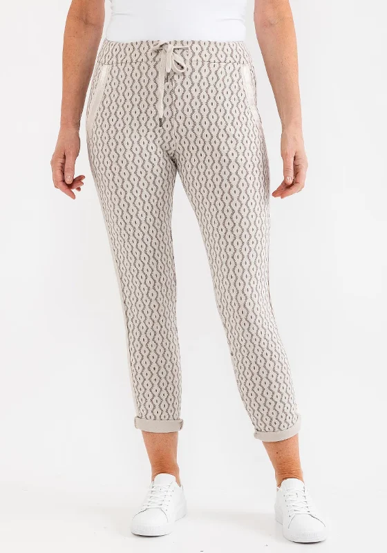 Lightweight jogger pants for women to rund.e.c.k. by Decollage Casual Printed Trousers, Beige