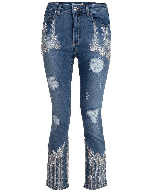 Sequined wide leg jeans for women in a glamorous and party - ready styleDiamonte Stove Pipe Pant