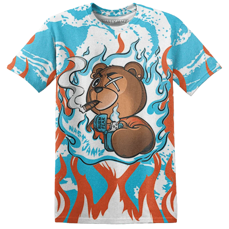 Long - length women's T - shirt with a hood and a drawstringNastyJamz Dunk Low Dolphins T Shirt Match BER Burn Fear 3D All-Over Print