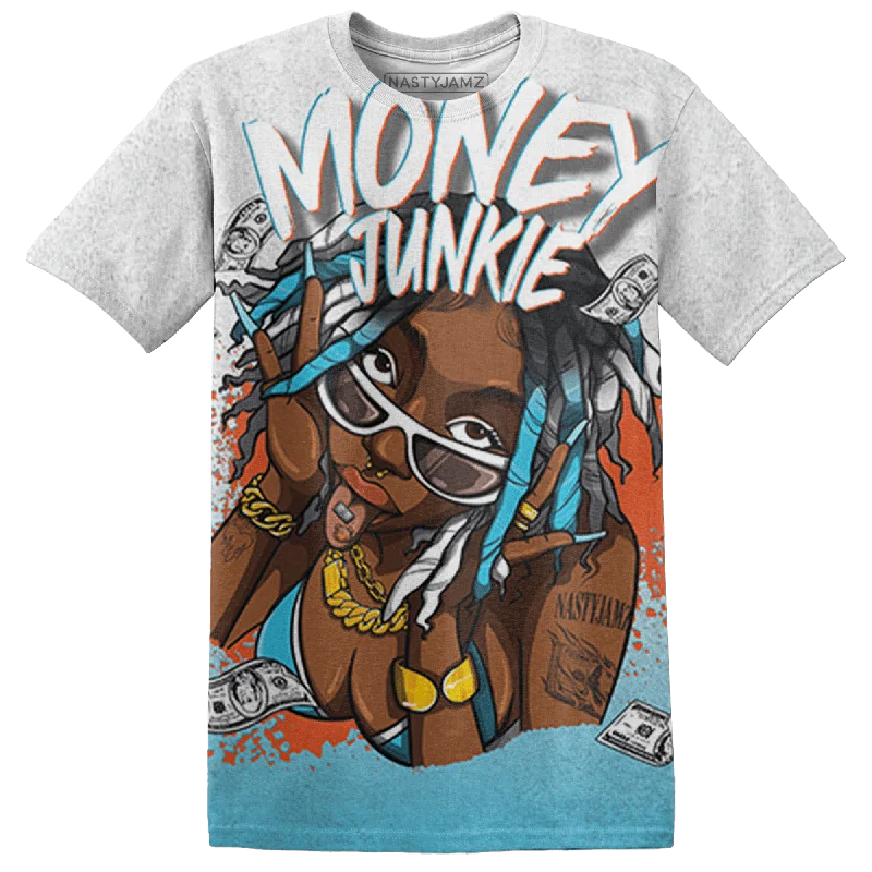Women's T - shirt with a burnout patternNastyJamz Dunk Low Dolphins T Shirt Match Money Junkie 3D All-Over Print Women's T - shirt with a burnout patternNastyJamz Dunk Low Dolphins T Shirt Match Money Junkie 3D All-Over Print
