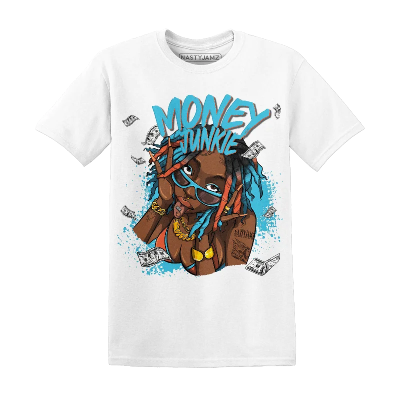 Ruffled women's T - shirt for a feminine touchNastyJamz Dunk Low Dolphins T Shirt Match Money Junkie