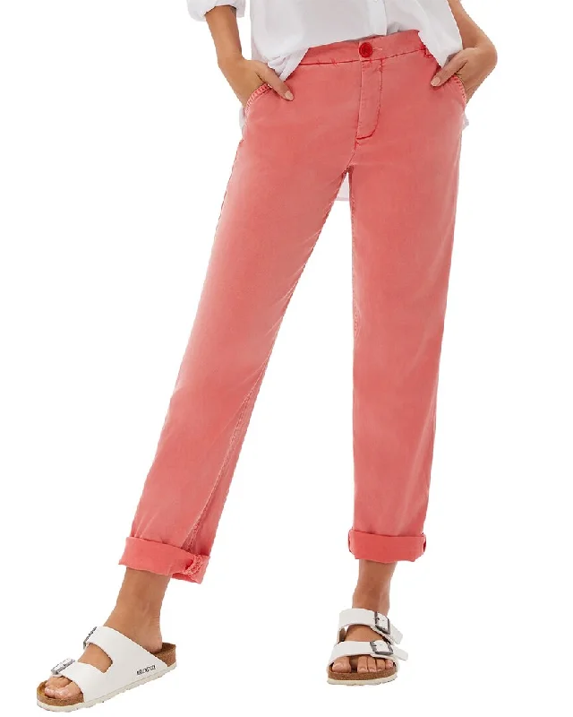 Embroidered pants for women in ethnic designsecru Mitchell Roll Cuff Chino