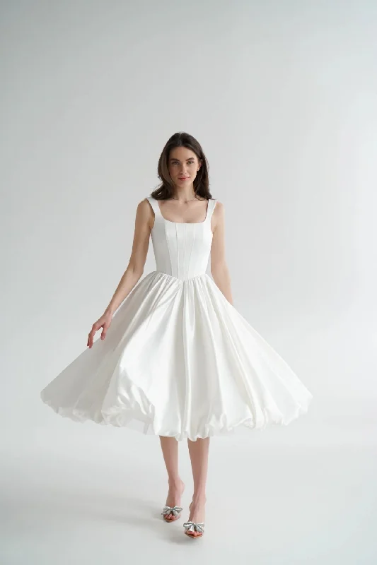 Quirky - designed wedding dress for an individual brideExquisite Midi Wedding Dress with Double Straps