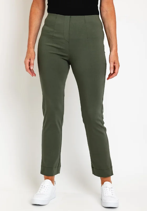 Thermal lined pants for women in cold weatherLeon Collection High Waist Slim Leg Trouser, Khaki Thermal lined pants for women in cold weatherLeon Collection High Waist Slim Leg Trouser, Khaki