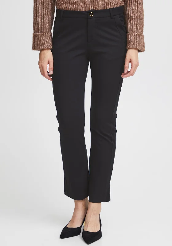 Striped pants for women in a bold lookFransa Lano Kick Flare Trouser, Black