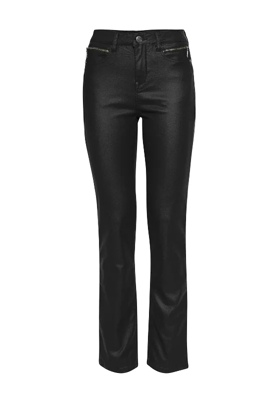 Leather look wide leg denim pants for women in a bold and stylish lookFransa Tessa Coated Slim Leg Trouser, Black Leather look wide leg denim pants for women in a bold and stylish lookFransa Tessa Coated Slim Leg Trouser, Black