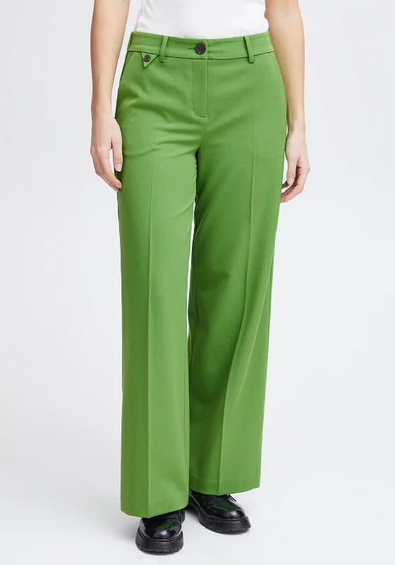 Bootcut pants for women to pair with bootsFransa Milena Mid Rise Wide Leg Trouser, Bright Green