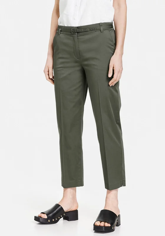 Trousers with front pleats for women in a formal and tailored lookGerry Weber Chino Style Trousers, Khaki