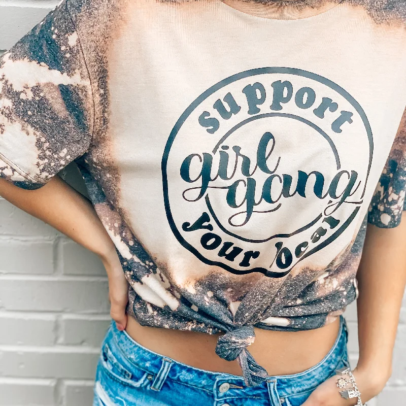 Women's T - shirt with a side slit for added styleBleached Girl Gang Tee