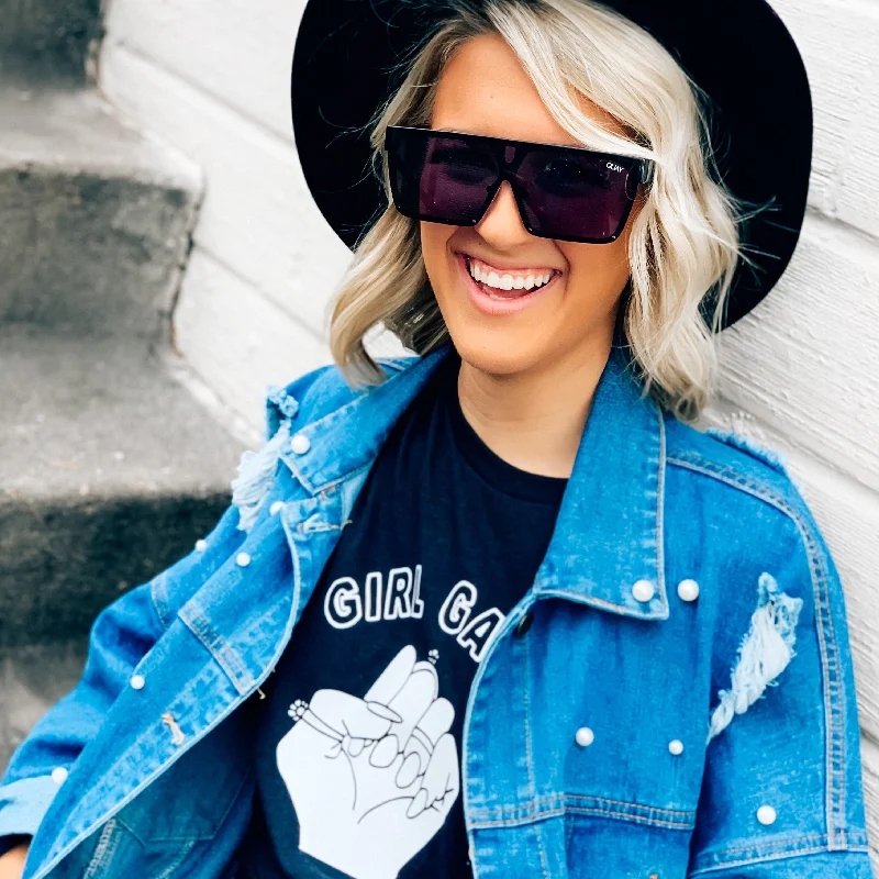 Women's T - shirt with a burnout geometric patternGirl Gang tee