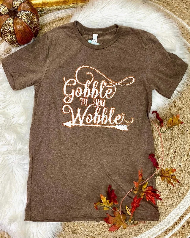 Long - sleeved women's T - shirt with a bell - sleeve designGobble Till You Wobble Tee Long - sleeved women's T - shirt with a bell - sleeve designGobble Till You Wobble Tee