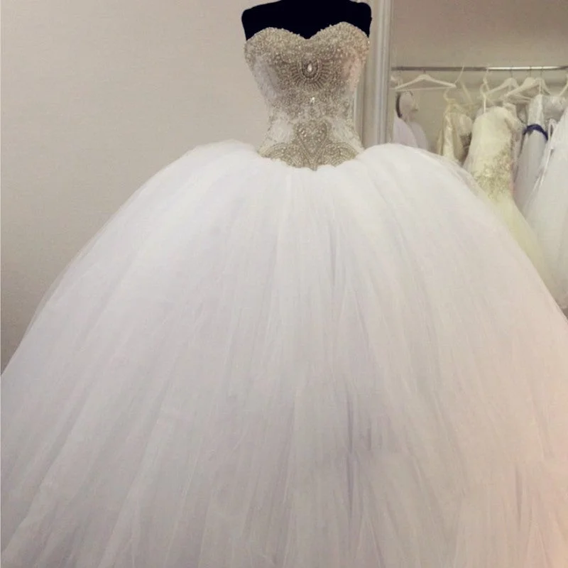 Engagement - party - worthy short wedding dressGorgeous Pearl And Crystal Beaded Organza Ball Gowns Wedding Dresses
