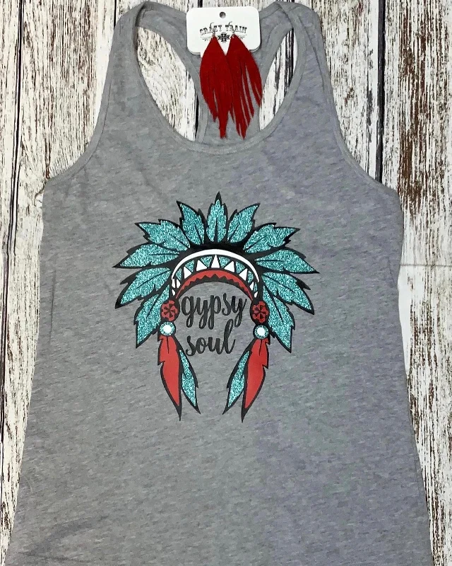 Women's button - down T - shirt in a classic styleGypsy Soul Head Dress Tank