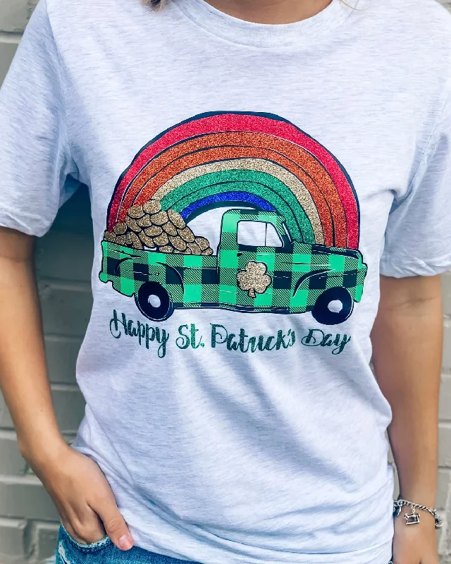 Ruffled women's T - shirt for a feminine touchHappy St. Patricks Day tee