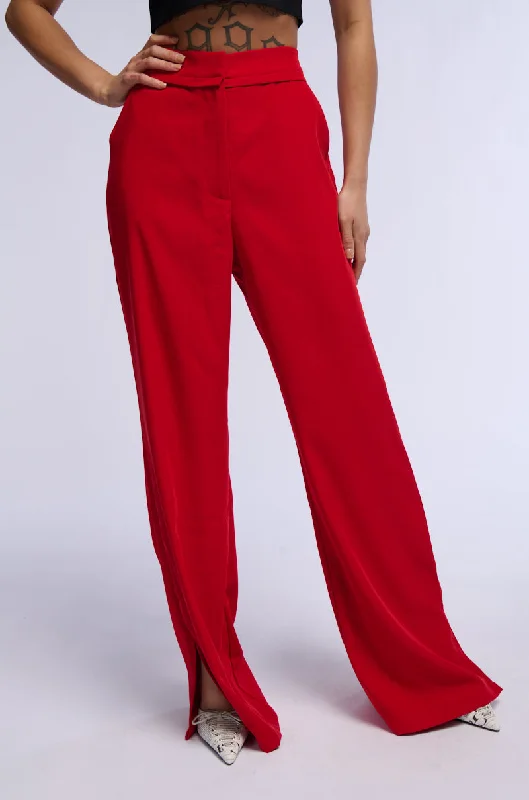 Thermal fleece - lined pants for women in winter warmthHEATED FLARE LEG SPLIT HEM STRETCH WOVEN TROUSER Thermal fleece - lined pants for women in winter warmthHEATED FLARE LEG SPLIT HEM STRETCH WOVEN TROUSER