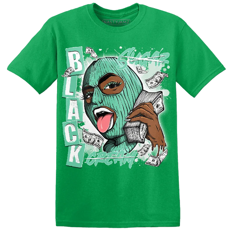 Women's T - shirt with a fringed hemNastyJamz High OG Green Glow 1s T Shirt Match No Sugar No Cream