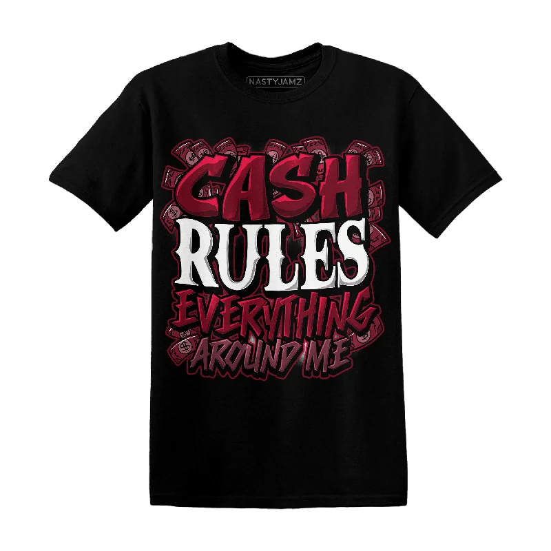 Women's T - shirt with a metallic - colored yarn and a ribbed textureNastyJamz High White Team Red 1s T Shirt Cash Rule E A M