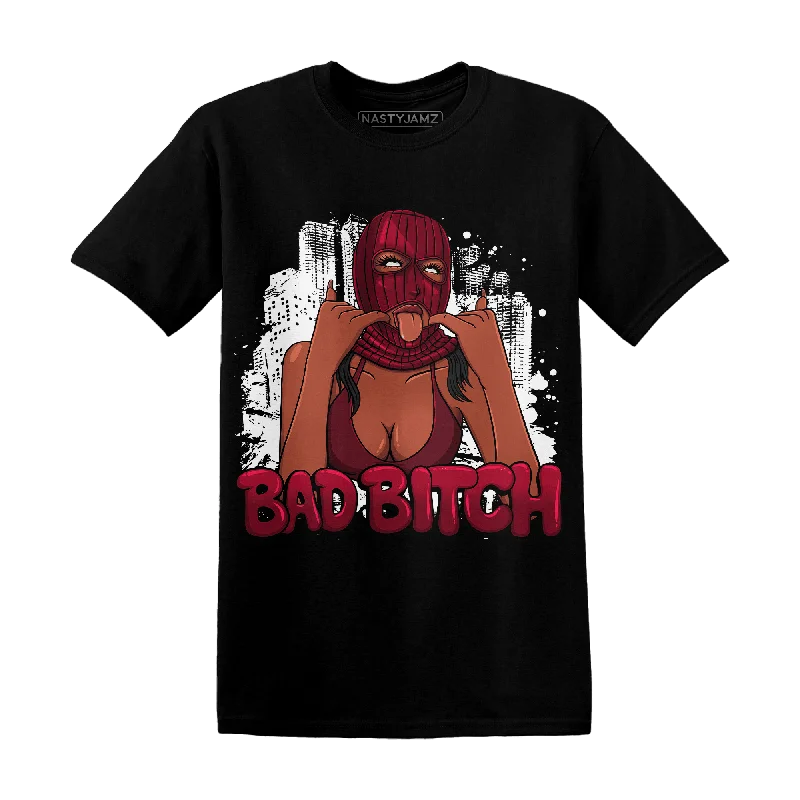 Open - work women's T - shirt with a scalloped hemNastyJamz High White Team Red 1s T Shirt Gangster Bad Bitch