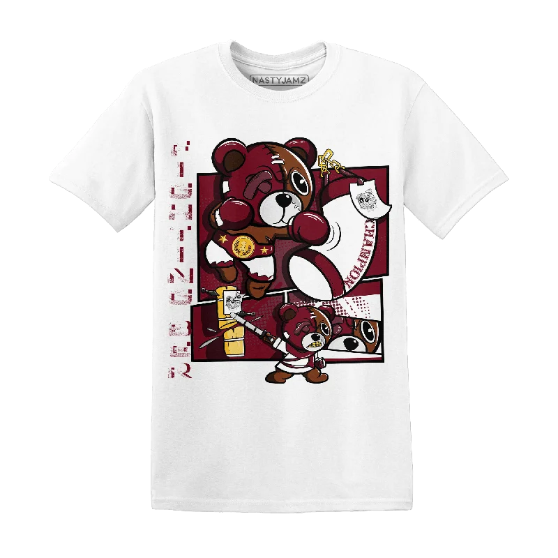 Women's T - shirt with a burnout patternNastyJamz High White Team Red 1s T Shirt Match BER Fighting Boxing