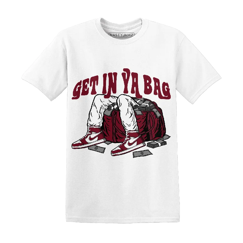 Women's T - shirt with a fringed hem and a tassel - trimmed pocketNastyJamz High White Team Red 1s T Shirt Match Get In Ya Bag