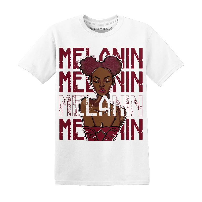 A - line women's T - shirt with a tiered ruffleNastyJamz High White Team Red 1s T Shirt Match Melanin Girl