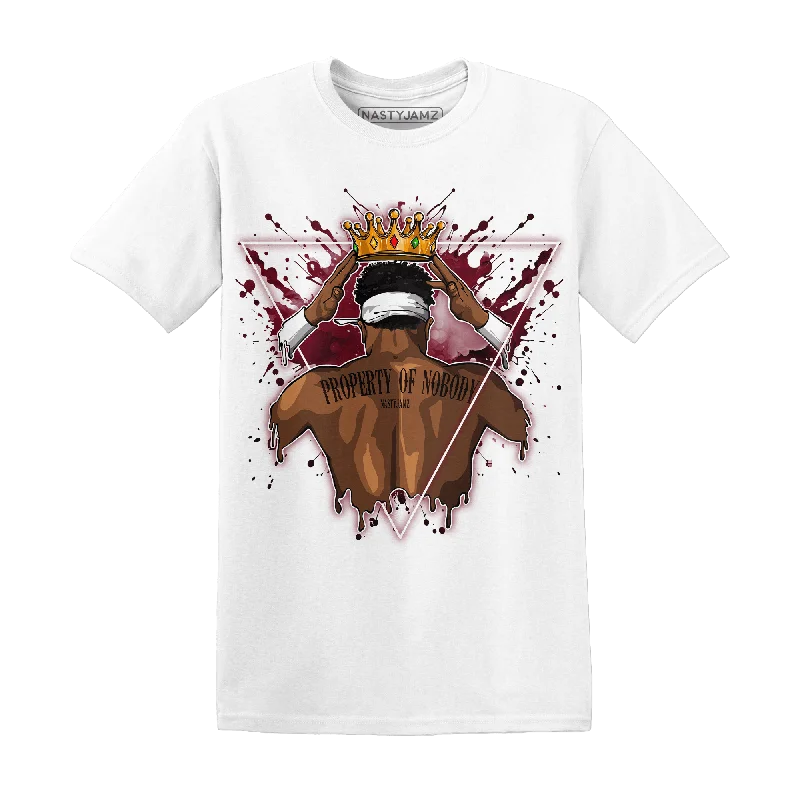 Women's T - shirt with a metallic - colored buttonNastyJamz High White Team Red 1s T Shirt Match Property Of Nobody