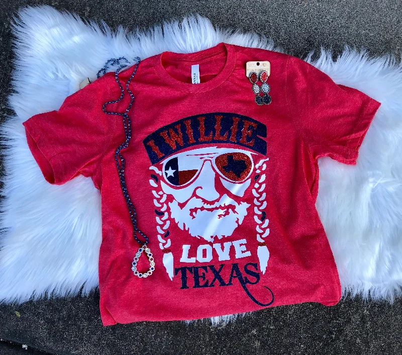 Scoop neck women's T - shirt for a casual lookI Willie Love Texas Tee