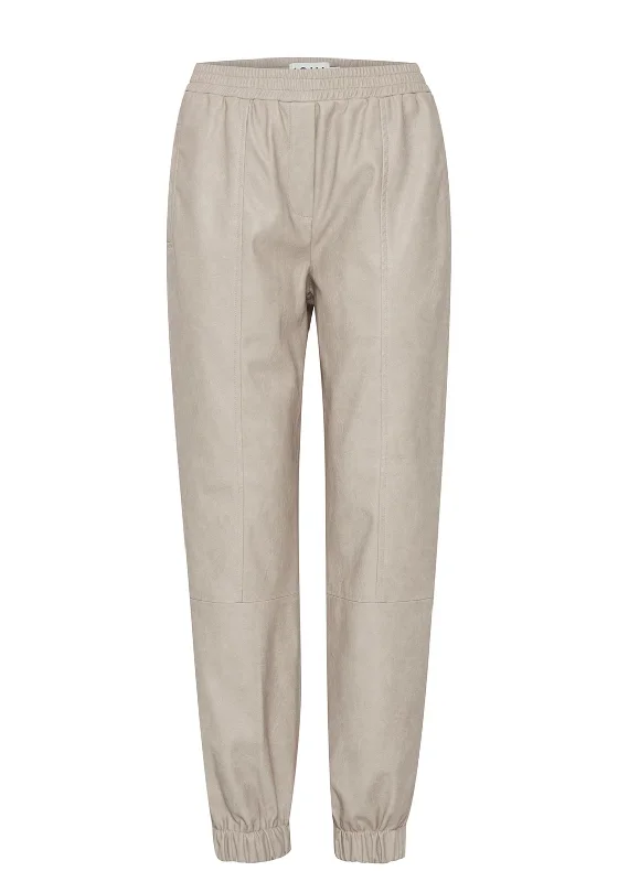 Pencil pants for women in a sleek styleICHI Cenobi Coated Jogger Trousers, Stone