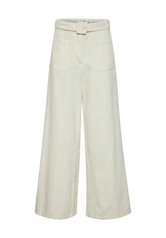 Floral print wide leg pants for women in a fresh and bright styleIchi Elowen Belted Wide Leg Trouser, Birch Floral print wide leg pants for women in a fresh and bright styleIchi Elowen Belted Wide Leg Trouser, Birch