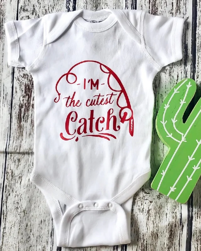 Metallic - threaded women's T - shirt for a touch of glamourI'm The Cutest Catch Onesie
