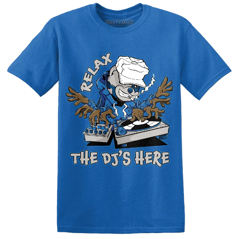 Fitted women's T - shirt with a ruched sideNastyJamz Industrial Blue 4s T Shirt Match BER The DJ Here