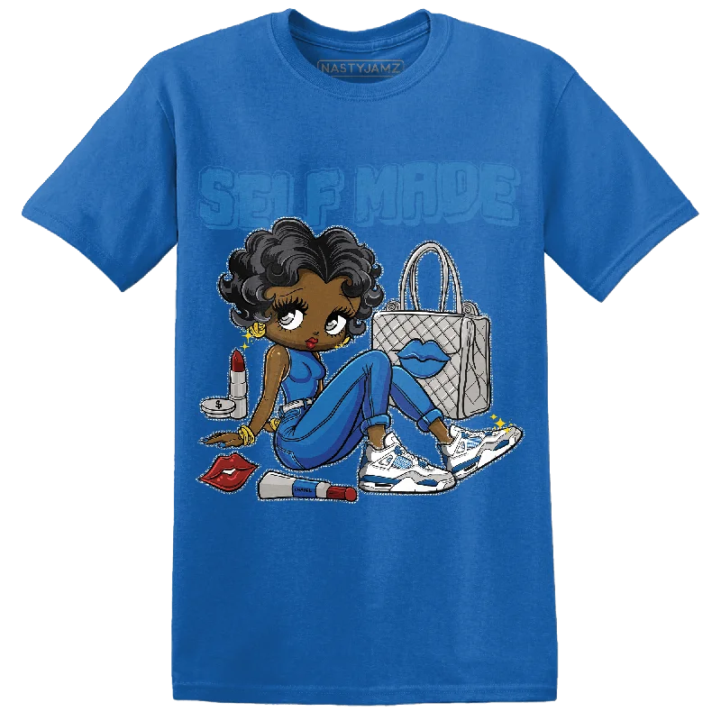 Women's cotton blend T - shirt with a soft feelNastyJamz Industrial Blue 4s T Shirt Match Sneaker Girl Selfmade Women's cotton blend T - shirt with a soft feelNastyJamz Industrial Blue 4s T Shirt Match Sneaker Girl Selfmade