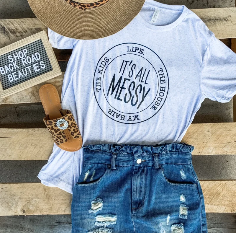 Women's T - shirt with a ruffled collarIt's All Messy Tee