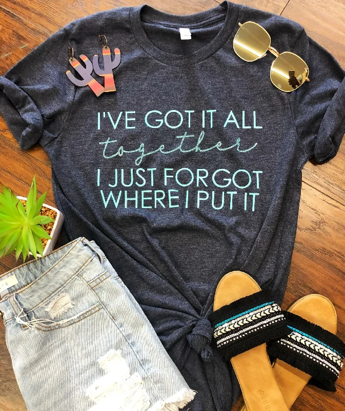 Women's T - shirt with a patchwork designI've Got it All Together Navy Tee