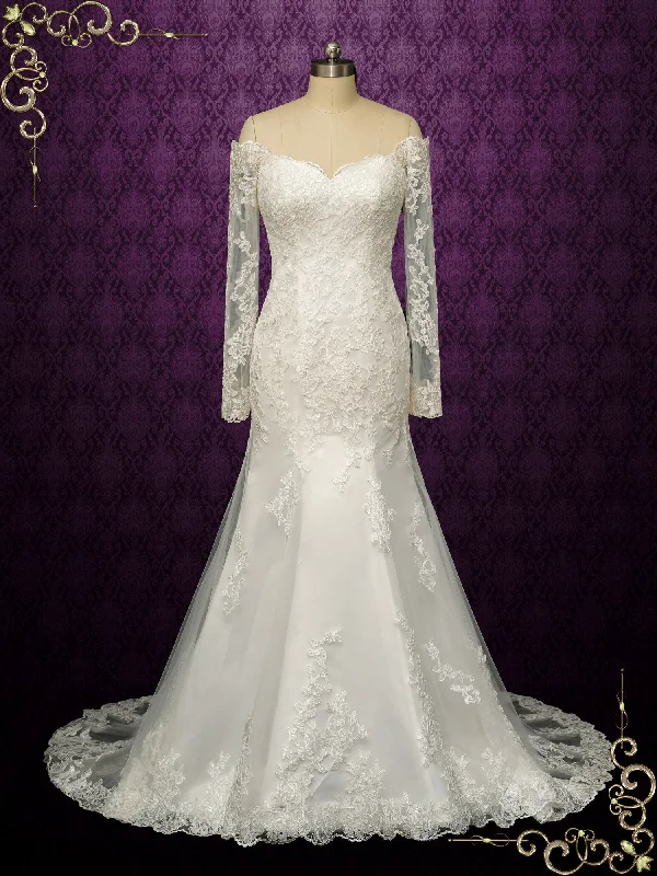 Plus - size ball gown wedding dressIvory Lace Mermaid Wedding Dress with Off Shoulder Sleeves MEG Plus - size ball gown wedding dressIvory Lace Mermaid Wedding Dress with Off Shoulder Sleeves MEG