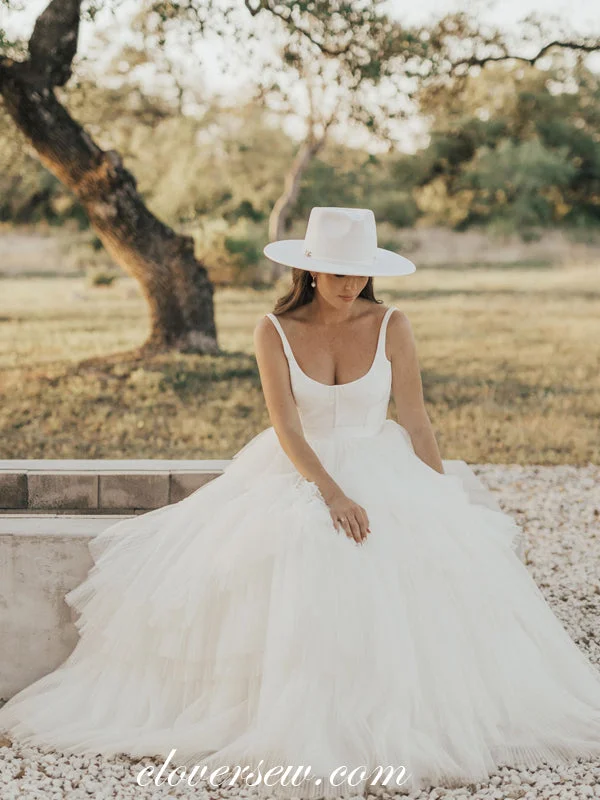 Strapless ball gown wedding dressIvory Pleating Tulle Soft Satin Scoop Neck Puffy Wedding Dresses, CW0283 Strapless ball gown wedding dressIvory Pleating Tulle Soft Satin Scoop Neck Puffy Wedding Dresses, CW0283