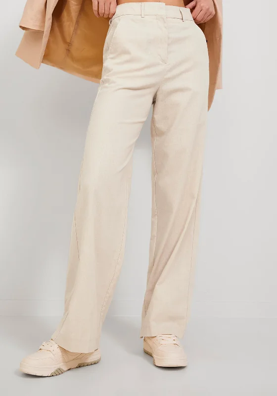 Tapered leg pants for women in a modern fitJJXX Mary Linen High Waisted Trousers, Beige