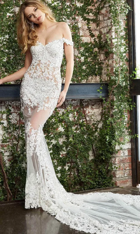 Evening - ready ball gown wedding dressJovani Bridal S65052 - Beaded Lace Illusion Bridal Gown Evening - ready ball gown wedding dressJovani Bridal S65052 - Beaded Lace Illusion Bridal Gown
