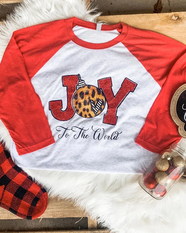Sequined women's T - shirt for a glamorous occasionJoy to the World Raglan