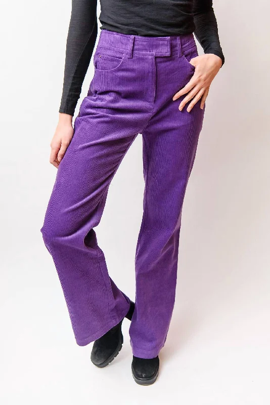 Flowy ankle pants for women in a romantic and feminine styleJune Corduroy Pant In Purple Flowy ankle pants for women in a romantic and feminine styleJune Corduroy Pant In Purple