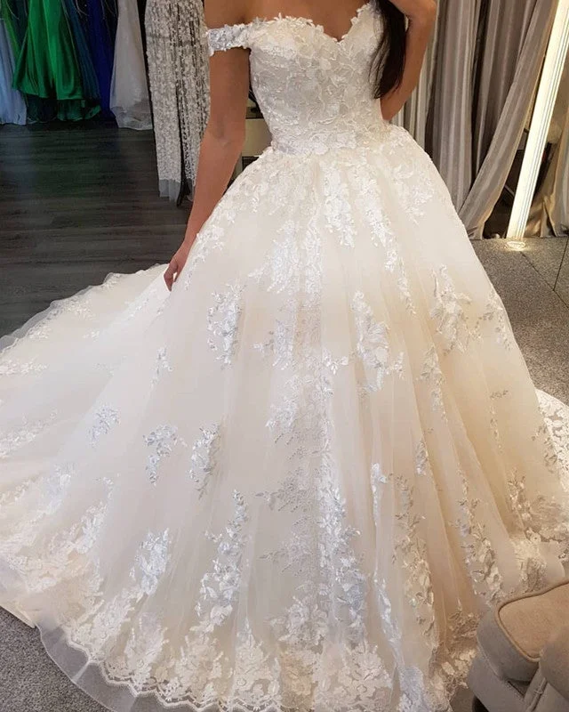 Scarlett - O'Hara - inspired wedding dressLace Embroidery Sweetheart Off-The-Shoulder Wedding Dresses Ball Gowns