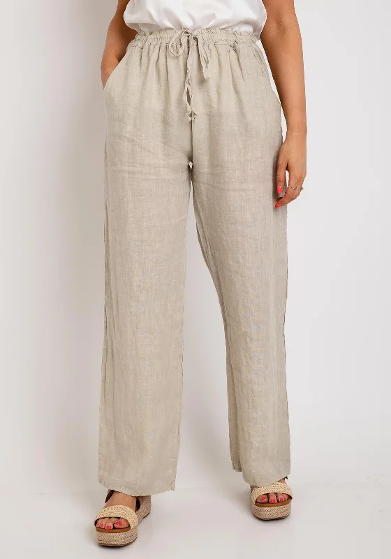 Thermal lined wide leg pants for women in a warm and stylish styleSerafina Collection One Size Linen Wide Trouser, Beige