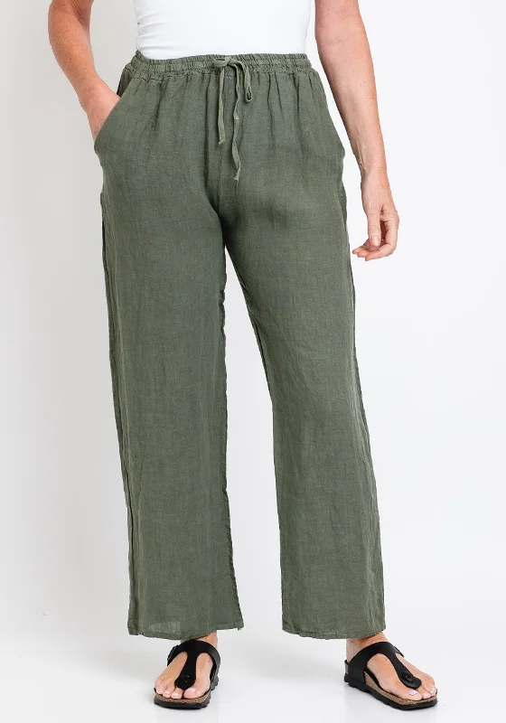 Corduroy wide leg jeans for women in a classic and comfortable styleThe Serafina Collection One Size Linen Wide Trouser, Khaki