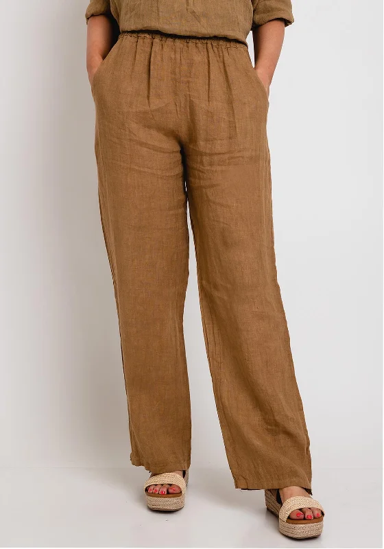 Printed wide leg jeans for women in a colorful and trendy styleThe Serafina Collection One Size Linen Wide Trouser, Taupe