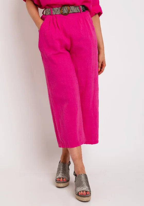 Sequin embellished pants for women at partiesThe Serafina Collection One Size Wide Leg Crop Trouser, Cerise Pink