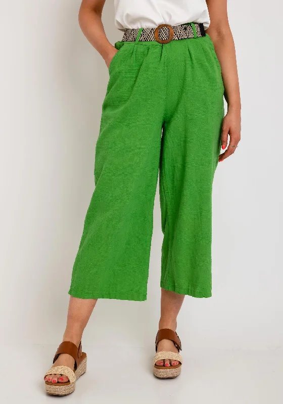 Capri pants for women in springThe Serafina Collection One Size Wide Leg Crop Trouser, Green